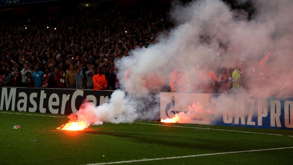 Police investigated 32 incidents of flares or pyrotechnics being thrown at Scottish matches in the 2016/17 season
