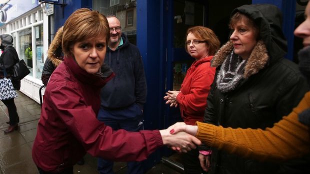 First Minister Nicola Sturgeon is in Inverurie today visiting some of those worst hit by the flooding