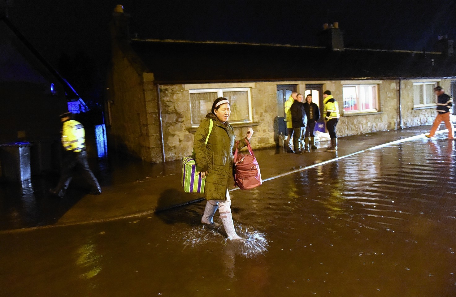 Residents are evacuated by police and fire & rescue service from Canal Road and Crescent at Port Elphinstone