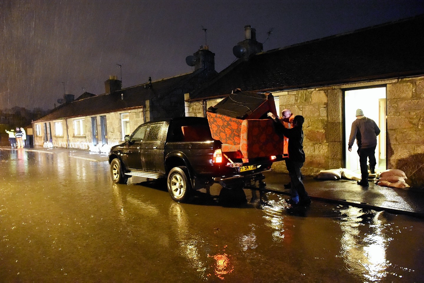 Residents are evacuated by police and fire & rescue service from Canal Road and Crescent at Port Elphinstone