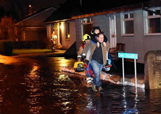 Residents are evacuated by police and fire & rescue service from Canal Road and Crescent at Port Elphinstone