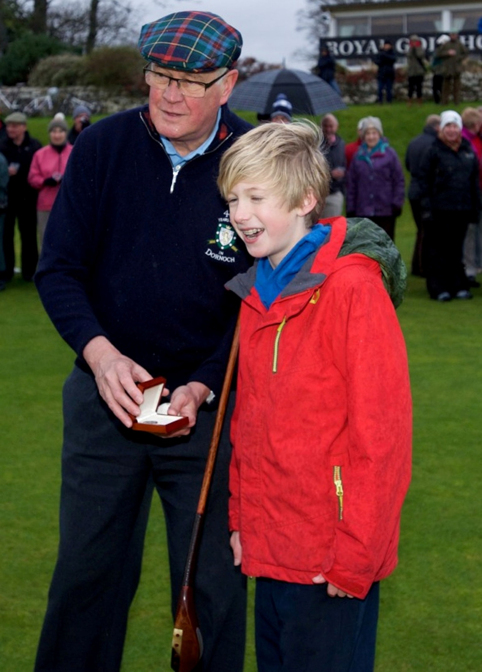 Royal Dornoch Captain Jim Seatter and 12-year-old Cameron Welsh