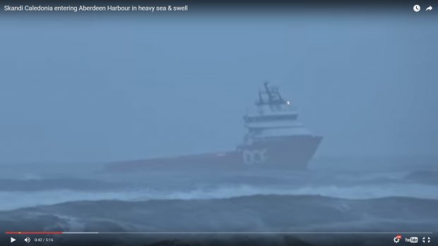 The ship fighting heavy waves