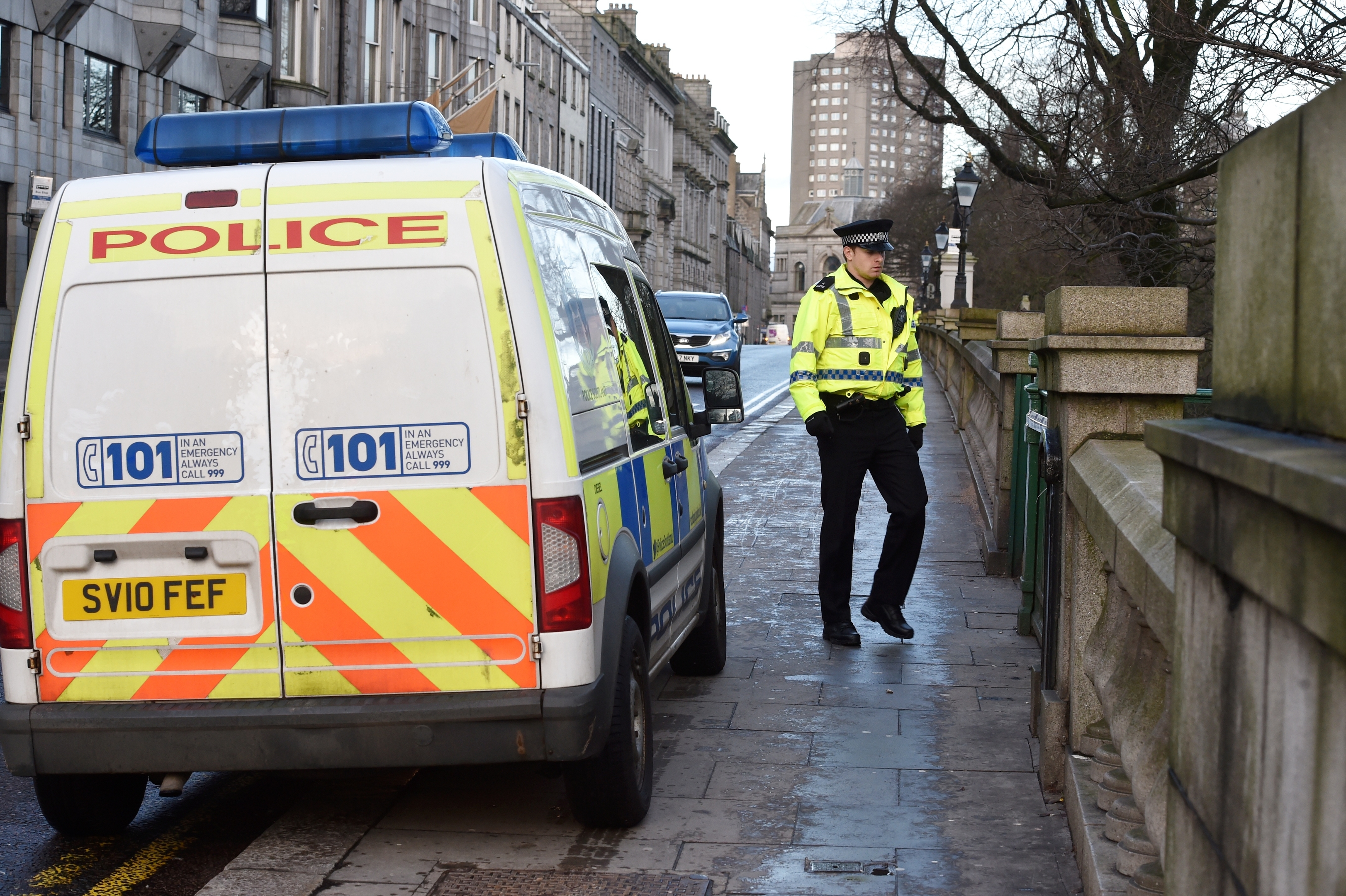 Police and forensic officers attend Union Terrace Gardens. Pictures by COLIN RENNIE