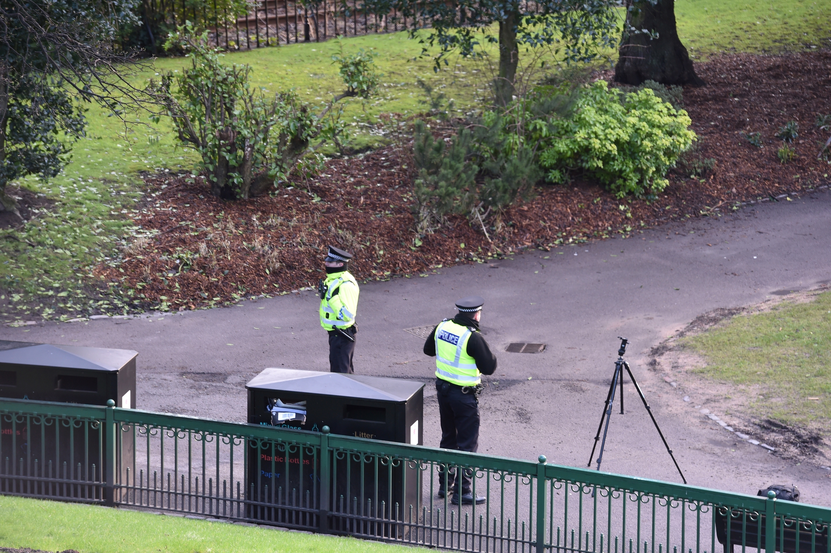 Police and forensic officers attend Union Terrace Gardens. 