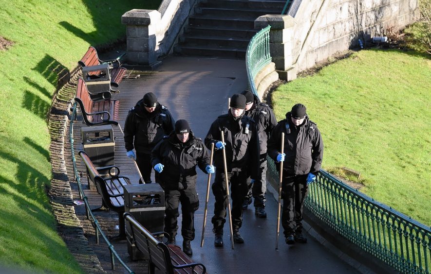 Police officers search Union Terrace Gardens