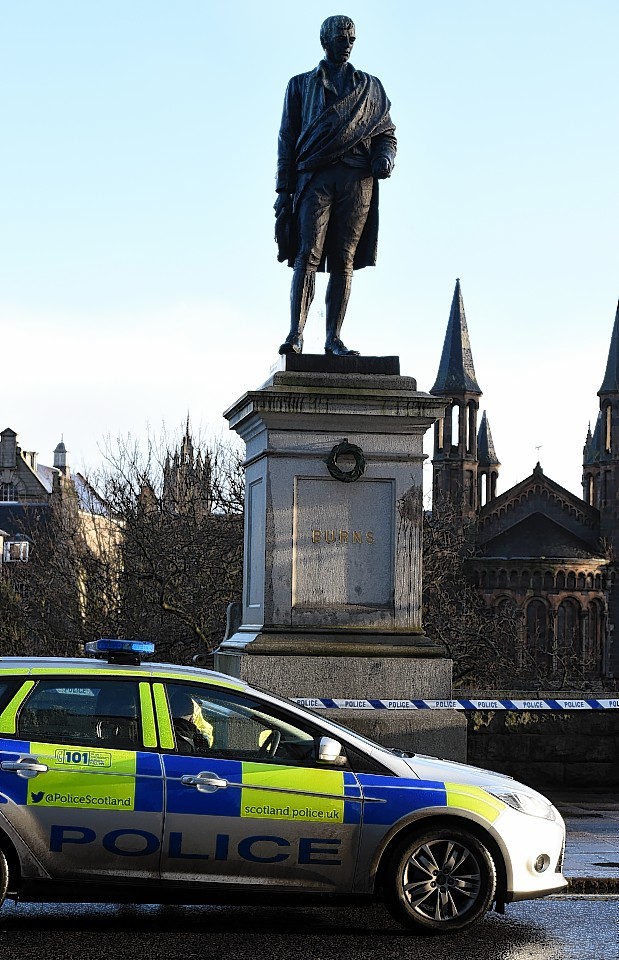 Police outside the park. Picture by Kami Thomso