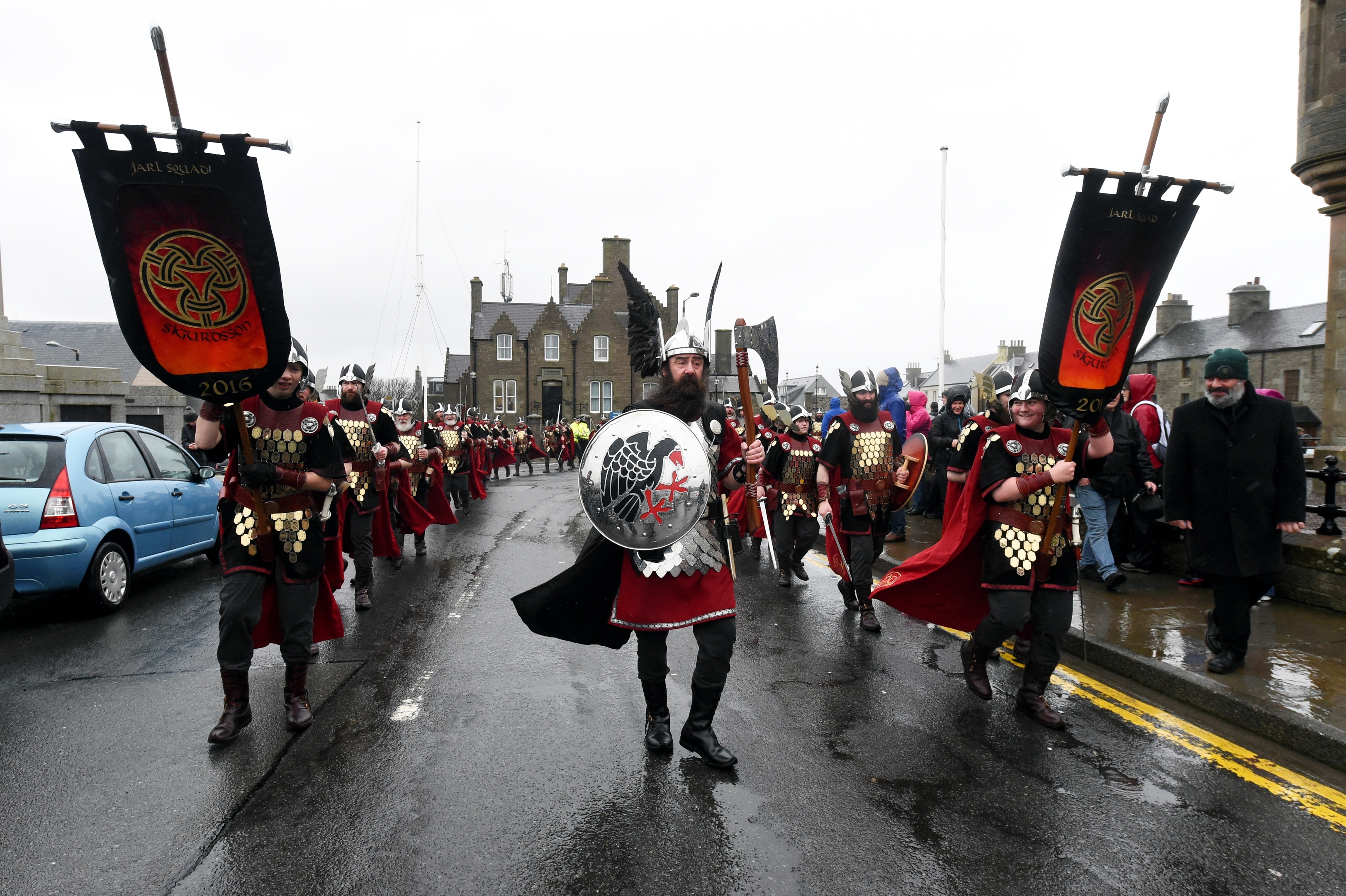Up Helly Aa, Lerwick, Shetland. The morning march in Lerwick. 