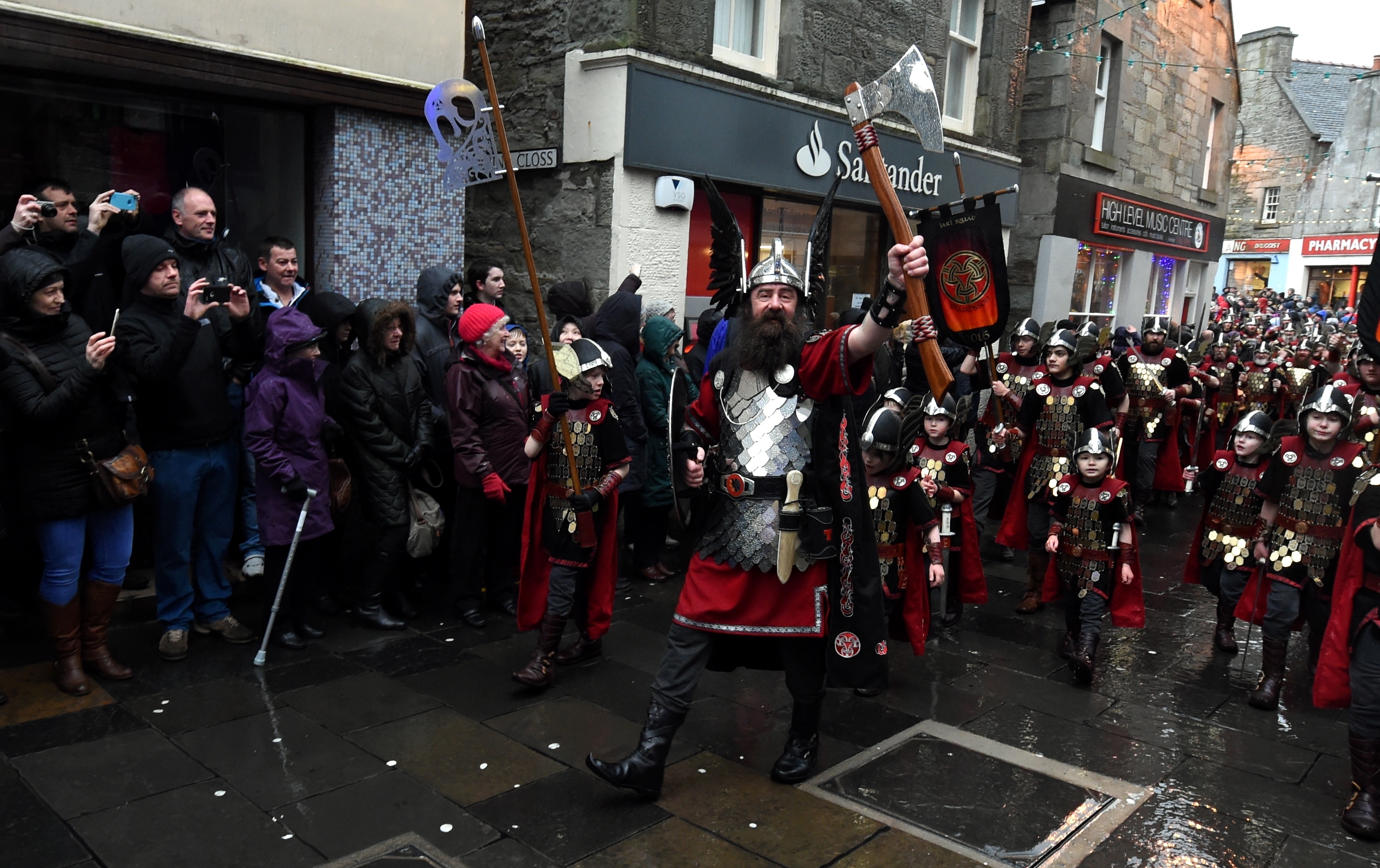 Up Helly Aa, Lerwick, Shetland. The morning march in Lerwick. 