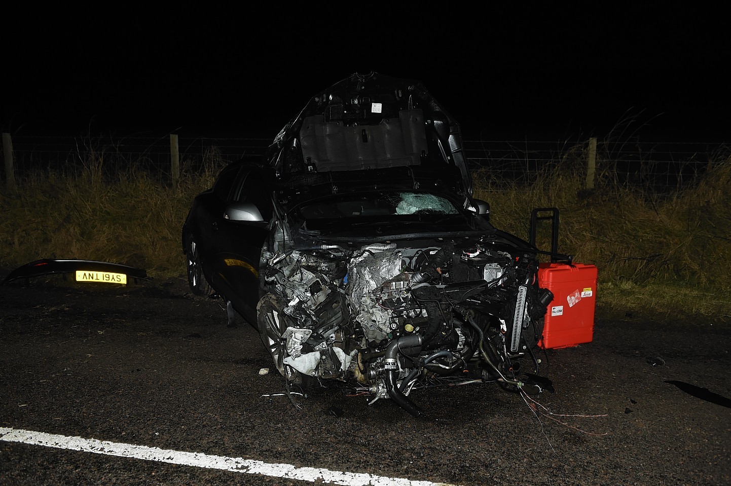 One of the car's involved in the crash on the A832 on the Black Isle