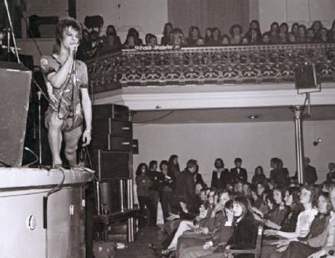 The Music Hall has hosted many famous artists, including David Bowie, seen here in 1973