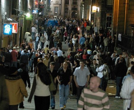 Clubbers on Belmont Street, Aberdeen.