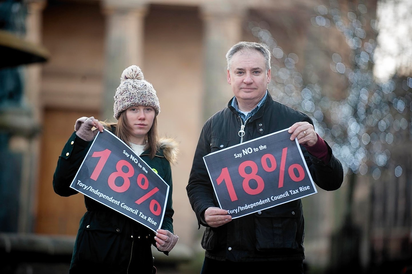 The SMP are campaigning in Elgin against a potential 18% rise in council tax.