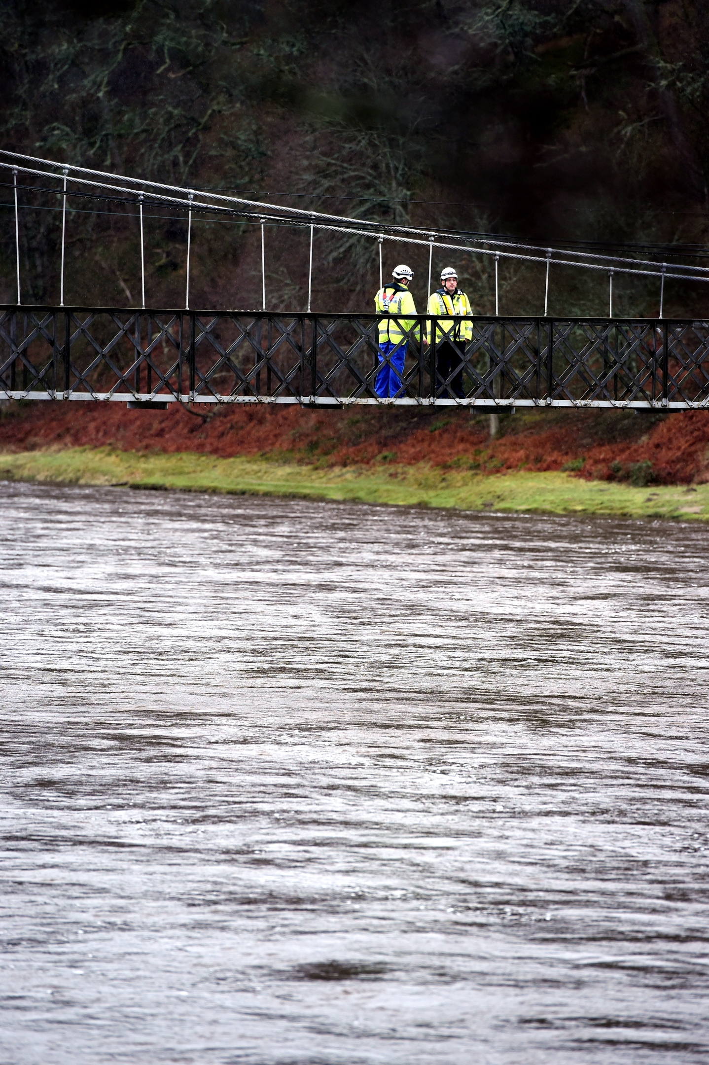 Search for missing Aberlour woman. Coastguards search along the River Spey at Aberlour. Picture by Gordon Lennox 