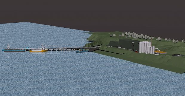 A computer-generated image of how the new fish feed plant at Kyleakin will look