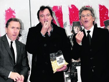 From left: Tim Roth, Quentin Tarantino and Kurt Russell at the premiere of The Hateful Eight in London last month