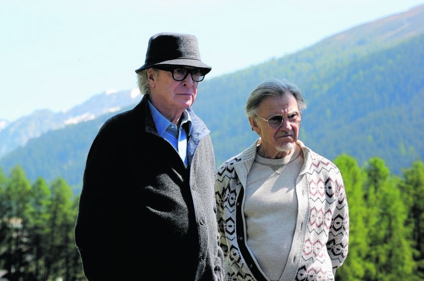 Film Still from Youth. Pictured: Michael Caine and Harvey Keitel