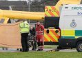 The injured forestry worker arrives at Raigmore Hospital