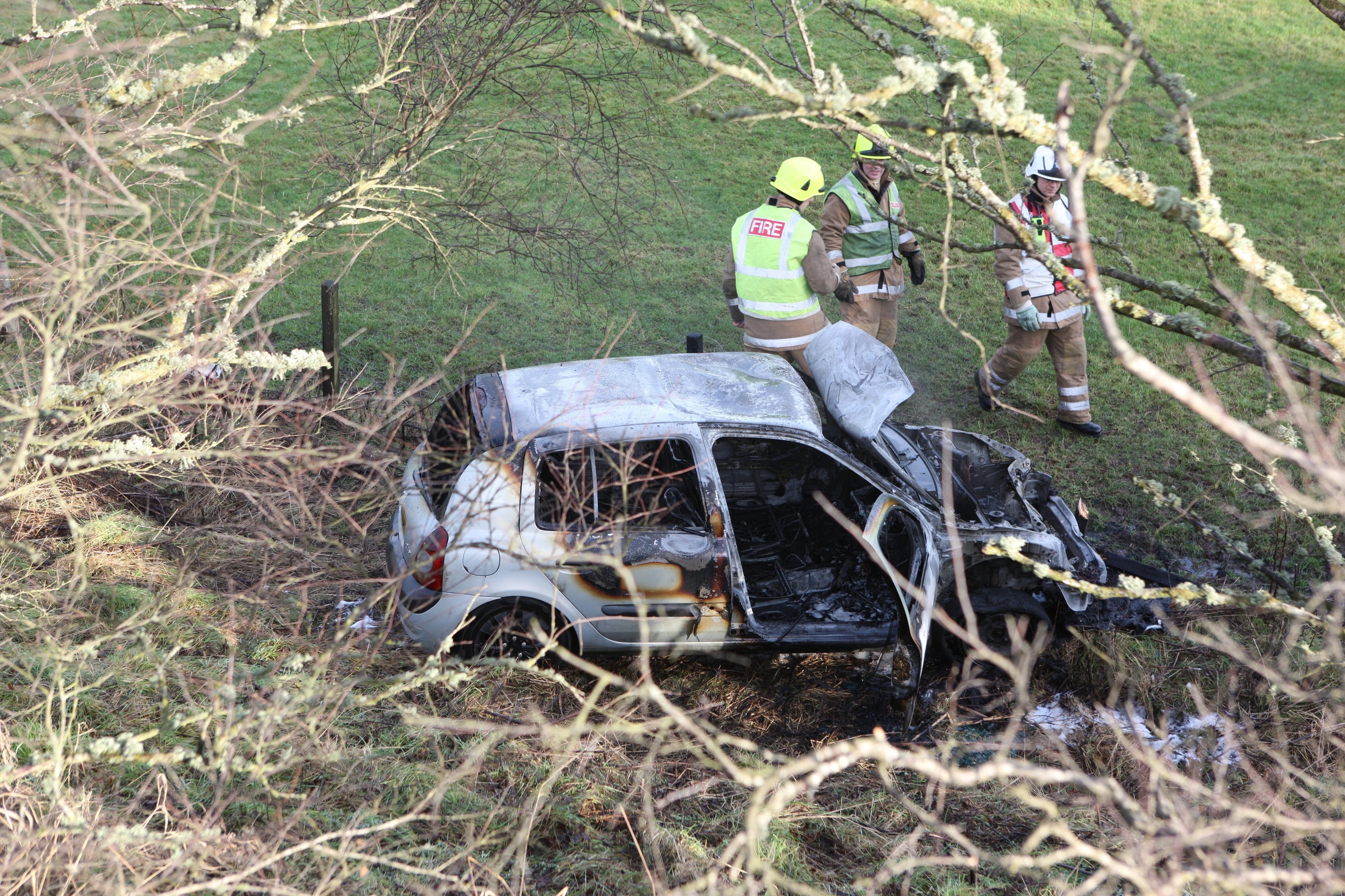 The car burst into flames