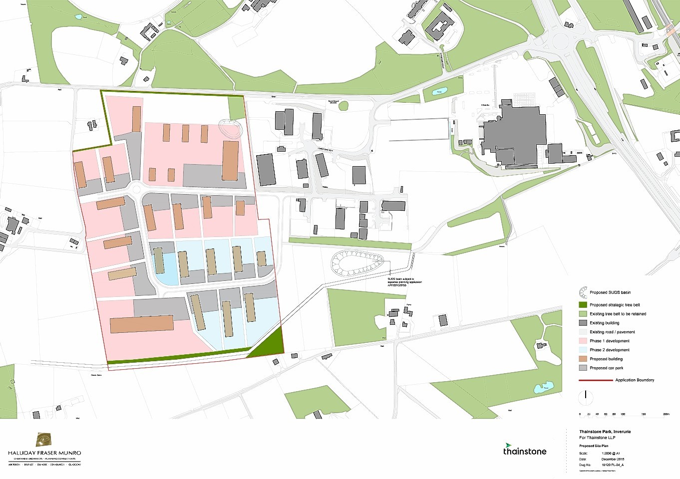 The plans for the new business park to the west of the existing Thainstone Centre.