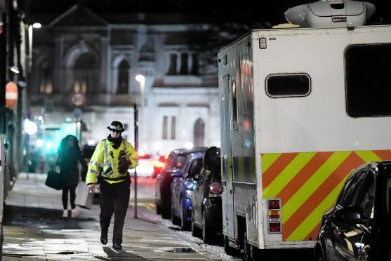 Police at the scene in Union Terrace, Aberdeen