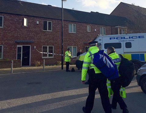 Police at the scene in Beeston Way, Allerton Bywater