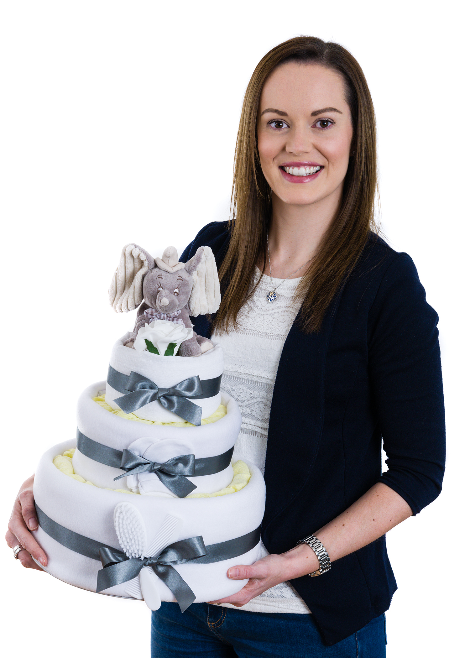 Fiona Welsh with one of her firm's nappy cakes