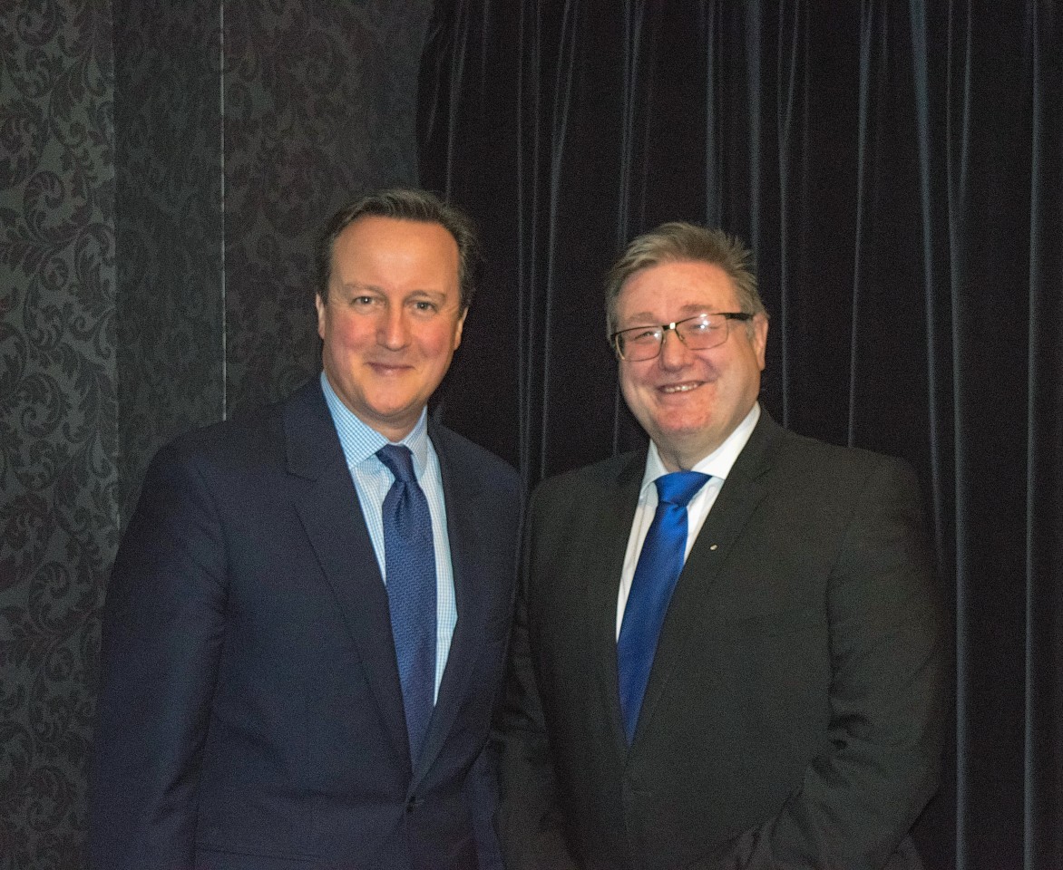 Local campaigner Bill Hopkins with David Cameron
