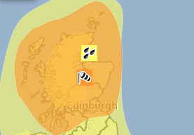 An amber warning is up across the much of Scotland