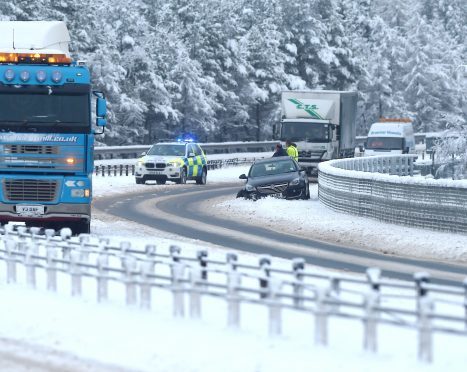 Crash on the A9 at the Tomatin viaduct.