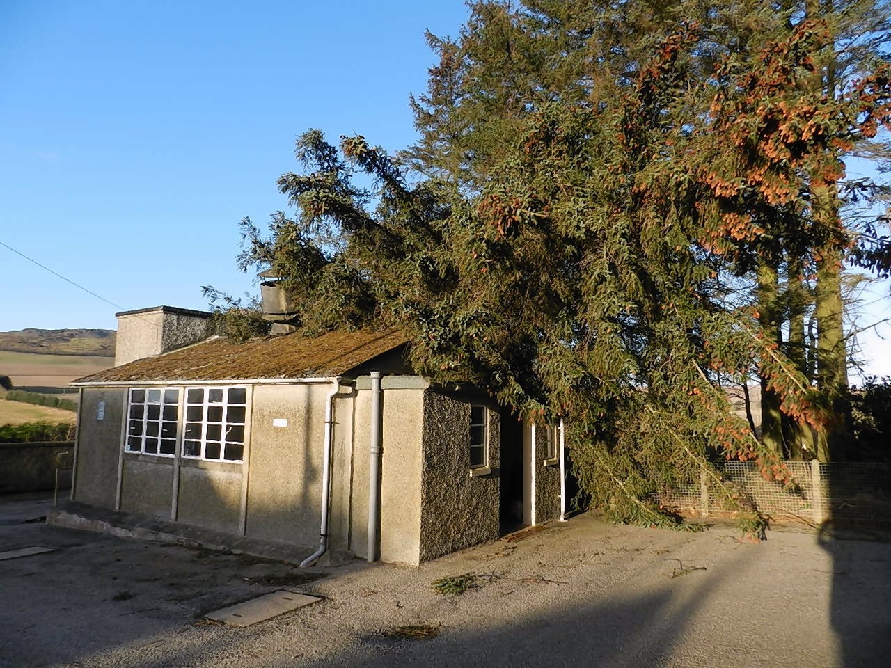 Fisherford School was damaged last year when a tree fell on top of its dining hall.