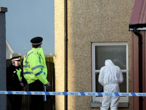 Police Scotland and forensics at a home in Westshore Gardens, Fraserburgh.   
Picture by Kami Thomson