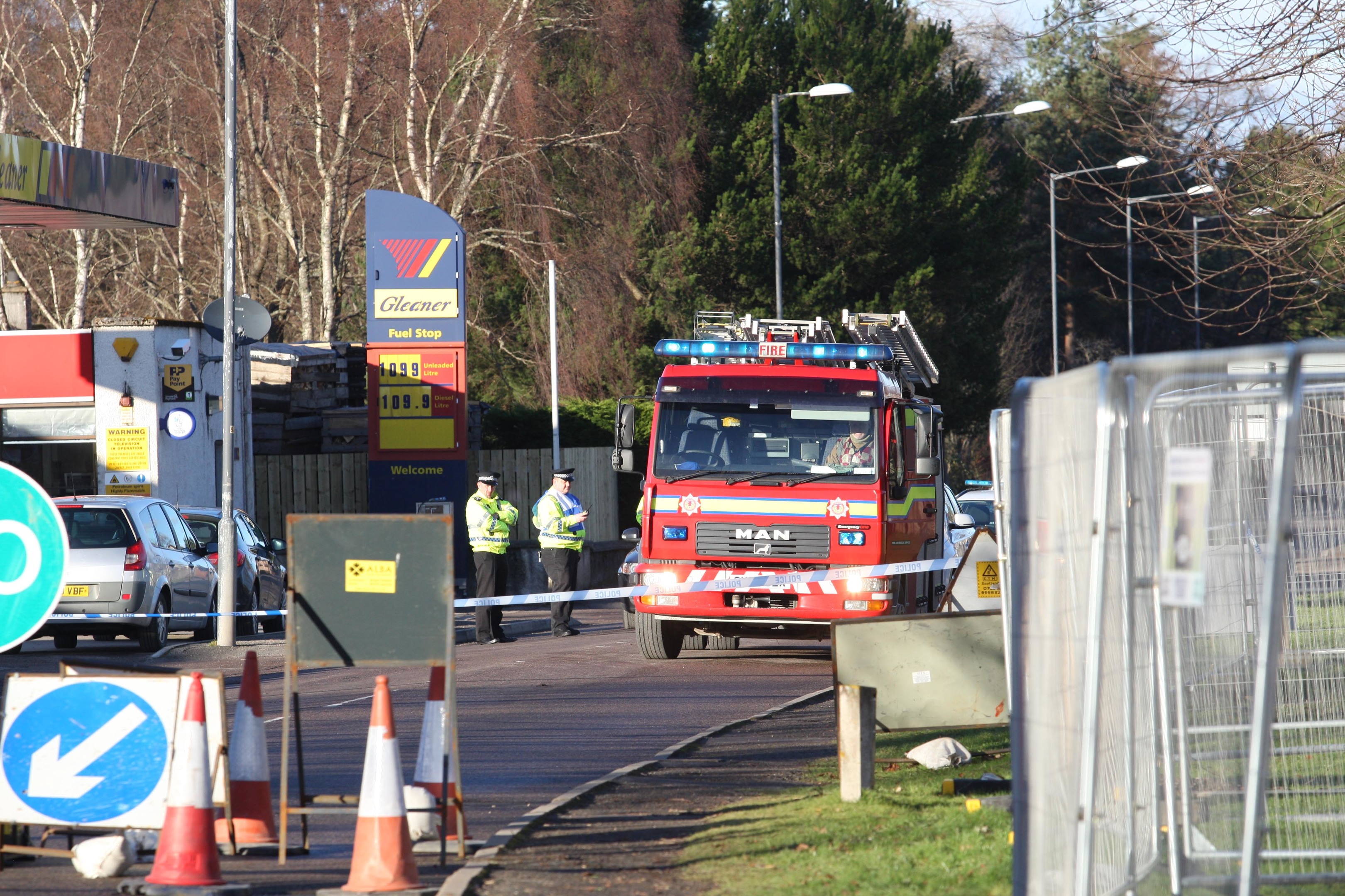 Emergency services at the scene in Muir of Ord