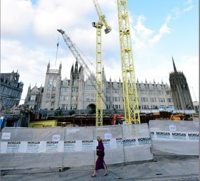 Building work going on at Marischal Square earlier this year.