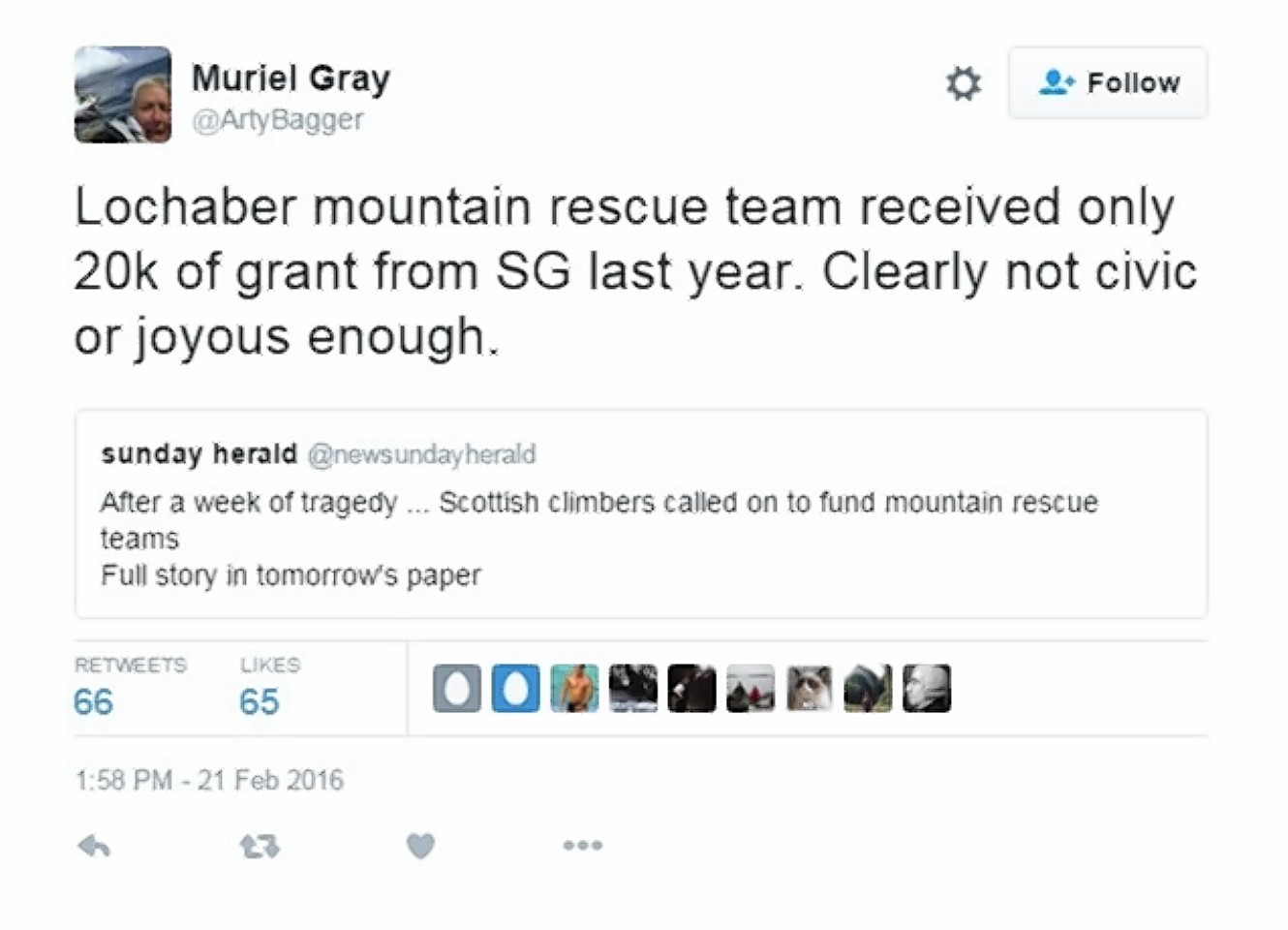 Muriel Gray tweet
