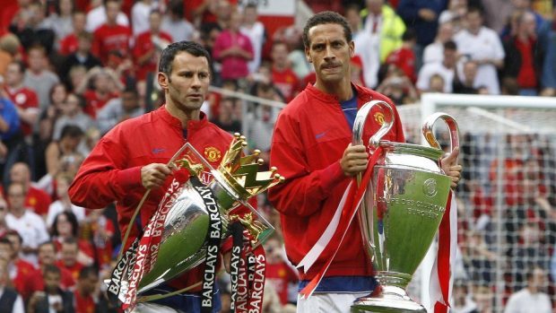 Rio Ferdinand, right, with former Manchester United teammate Ryan Giggs