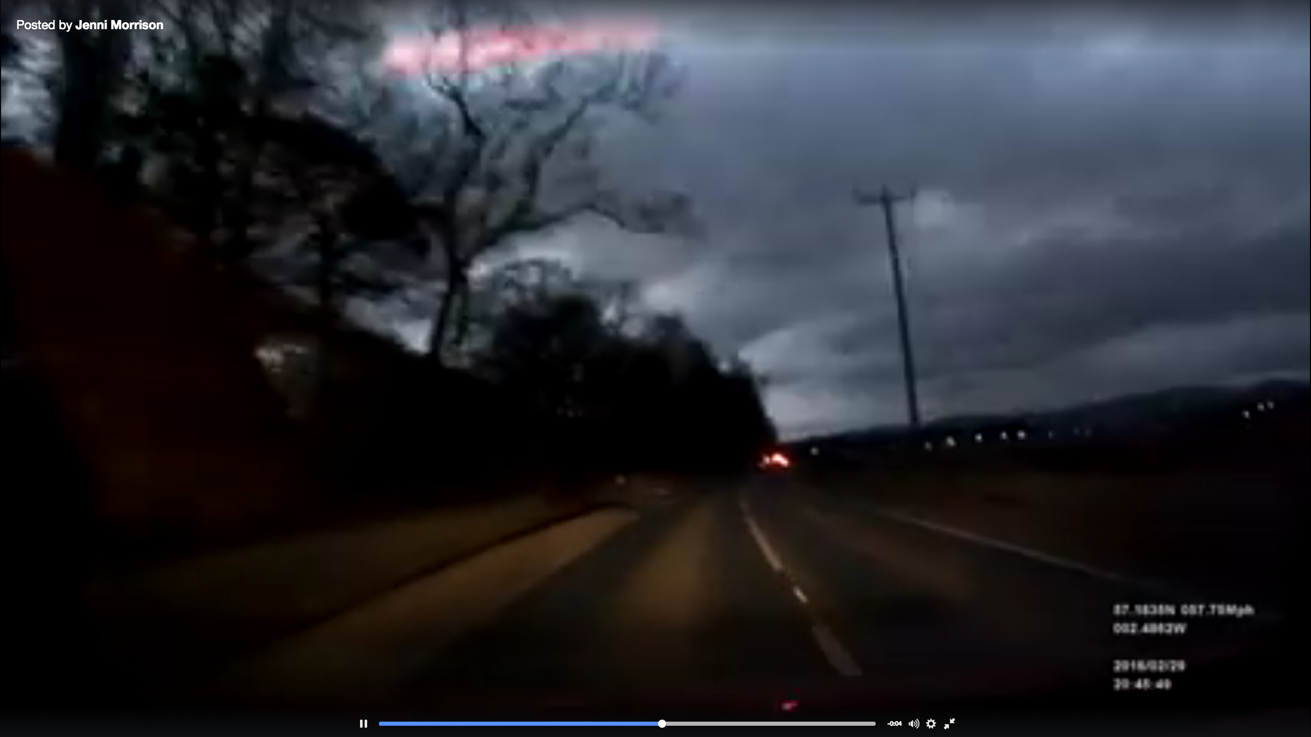 Picture of moment white light illuminated Scottish skies. From video by Jenni Morrison posted to Facebook