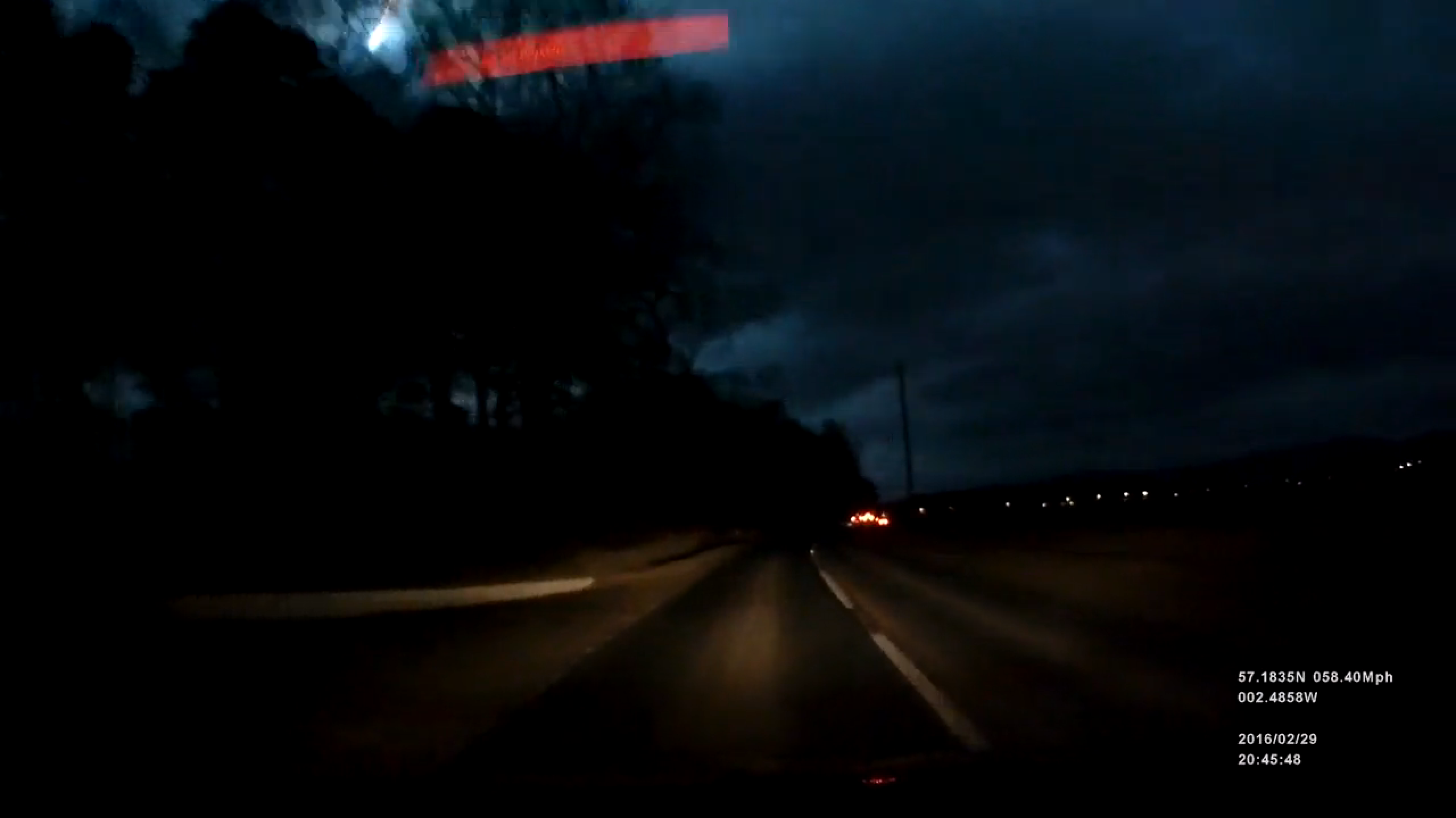 Spot the meteor in the top left of this dashcam footage in Aberdeenshire