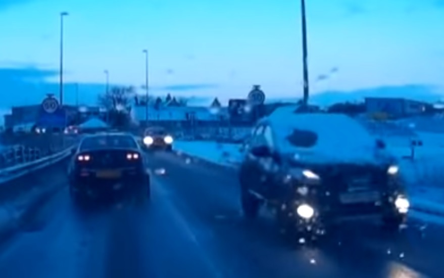 Snow on car windscreen