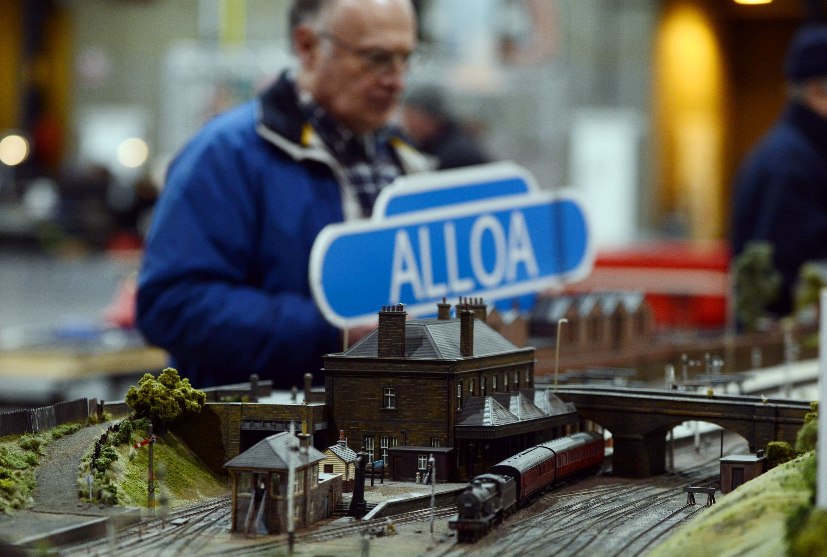 Members get their layout ready, a model of the Old Railway Station in Alloa, ahead of the 50th annual gathering of model railway enthusiasts displaying at Glasgow's SECC from tomorrow, Friday 26th to Sunday 28th Febuary, where 30 different clubs from across the UK and further are expected to display. See Centre Press story CPRAIL; Thousands of model railway enthusiasts gather for convention.
