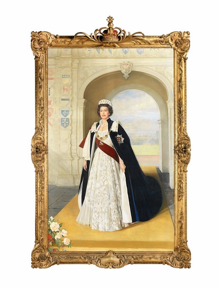A portrait of the Queen by leading Scottish artist, Sir William Oliphant Hutchison