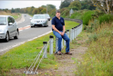 Neil Jeronim alongside the cycle path between Brodie and Forres which has become unsafe for cyclists