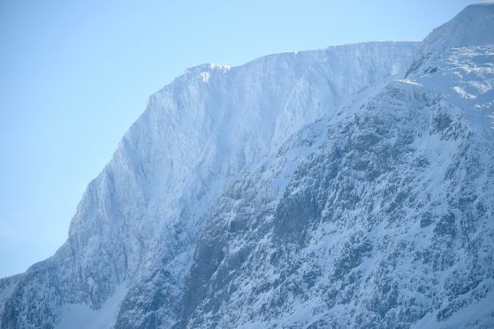 The north face of Ben Nevis in winter conditions