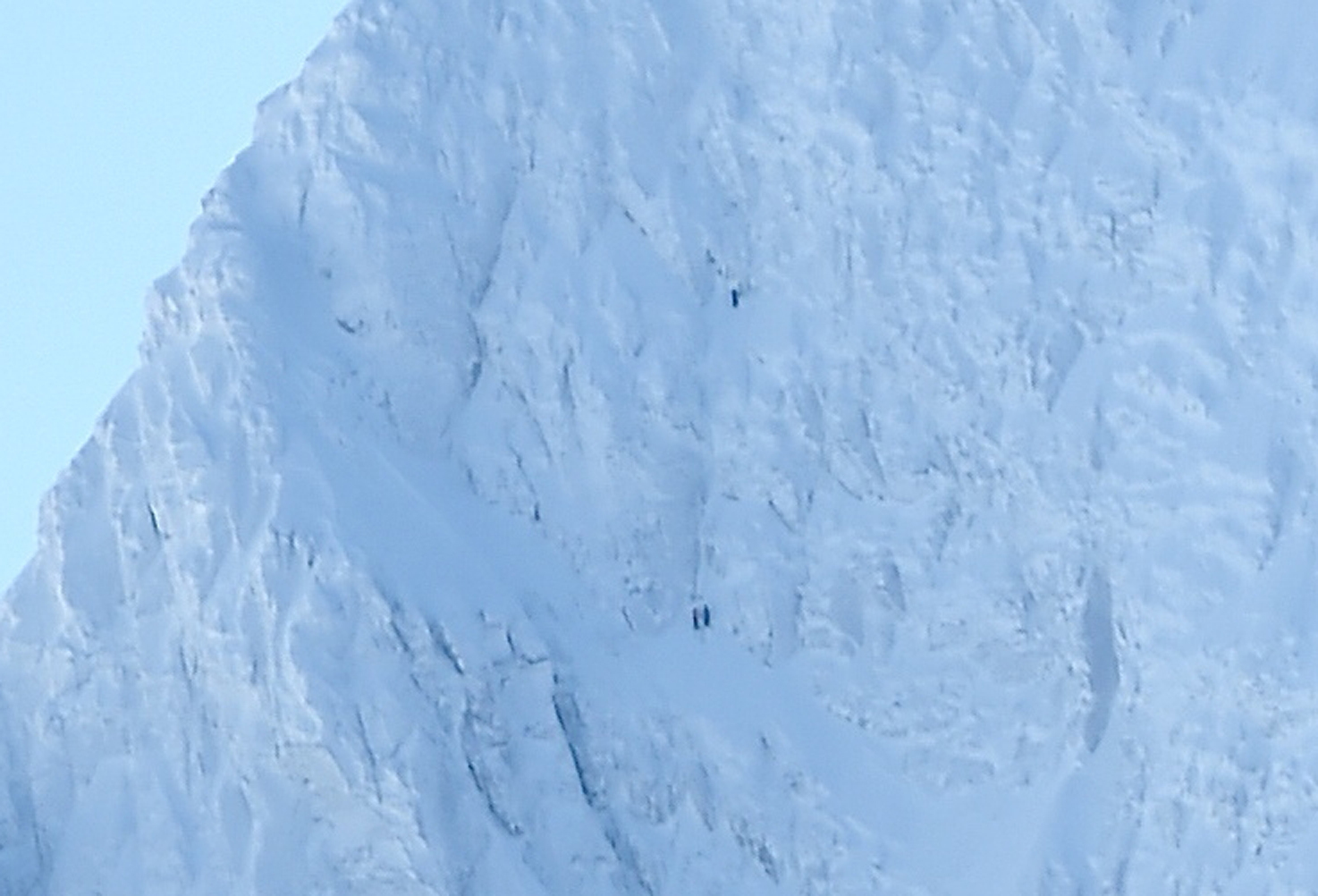 A close up view of the climbers on Ben Nevis