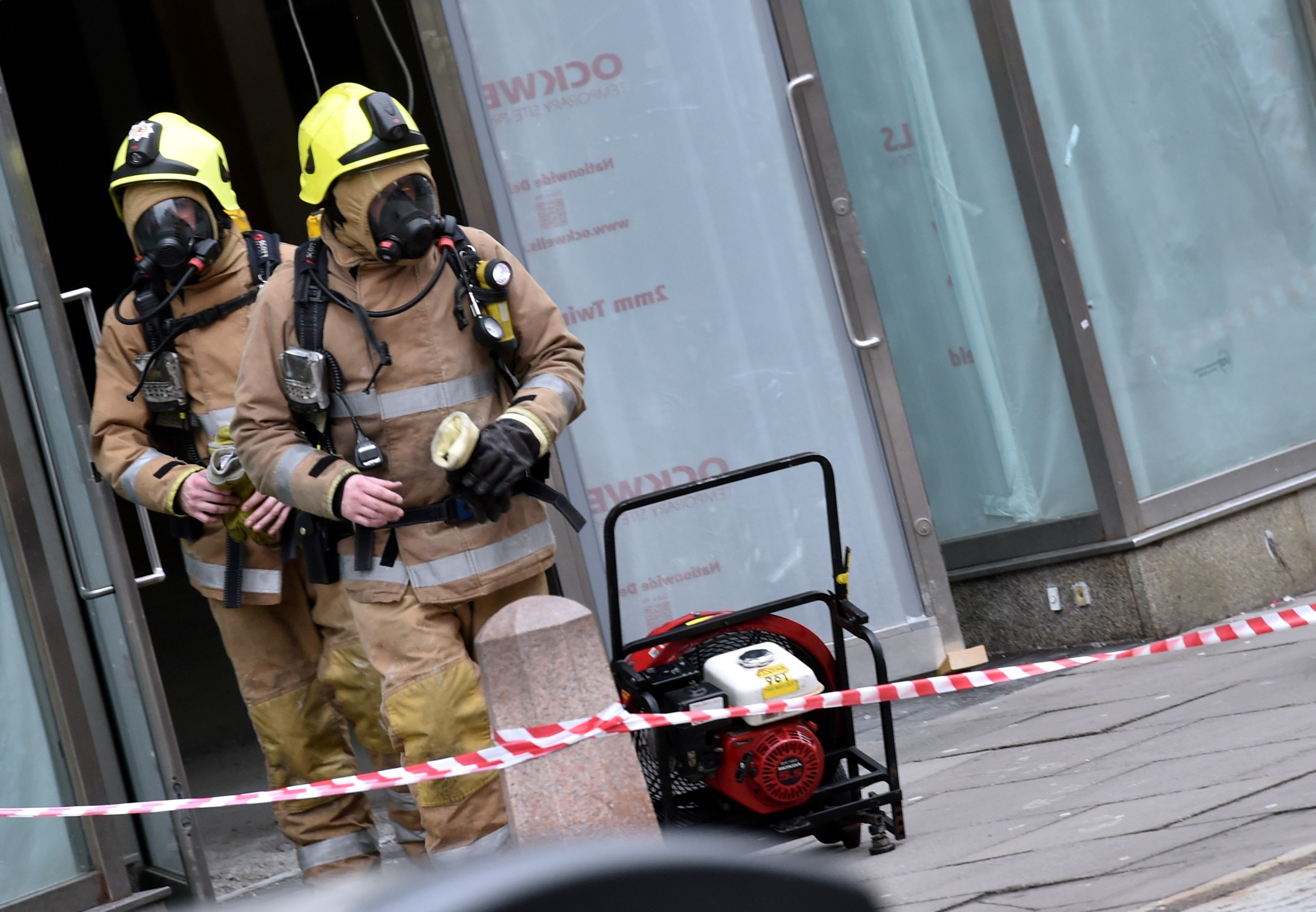 Firefighters at the former GAP store opposite Marks and Spencer in Aberdeen city centre