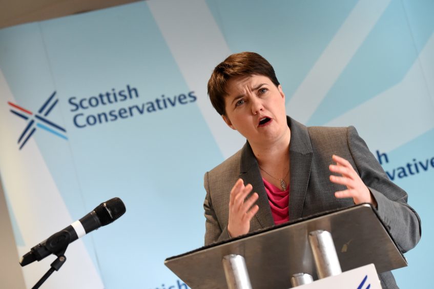 Ruth Davidson MSP, Leader of the Scottish Conservative and Unionist Party, speaking at a conference held at Hilton Treetops Hotel, Aberdeen. 
Picture by KEVIN EMSLIE