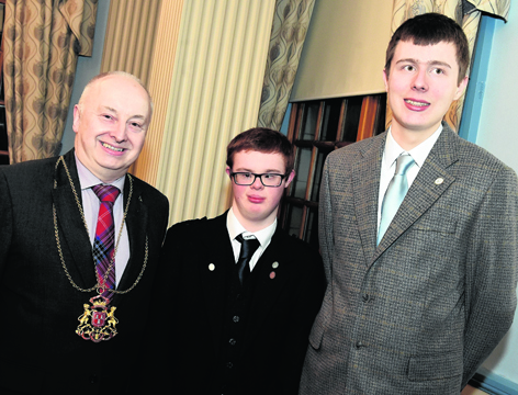 Lord Provost George Adam,  Rohan Stevenson-Robb and Christopher Winser