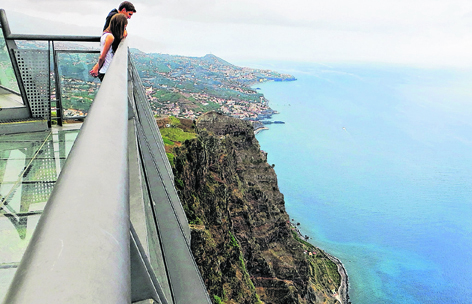 Sensational views from the glass floor viewing balcony at Cabo Girão on Madeira