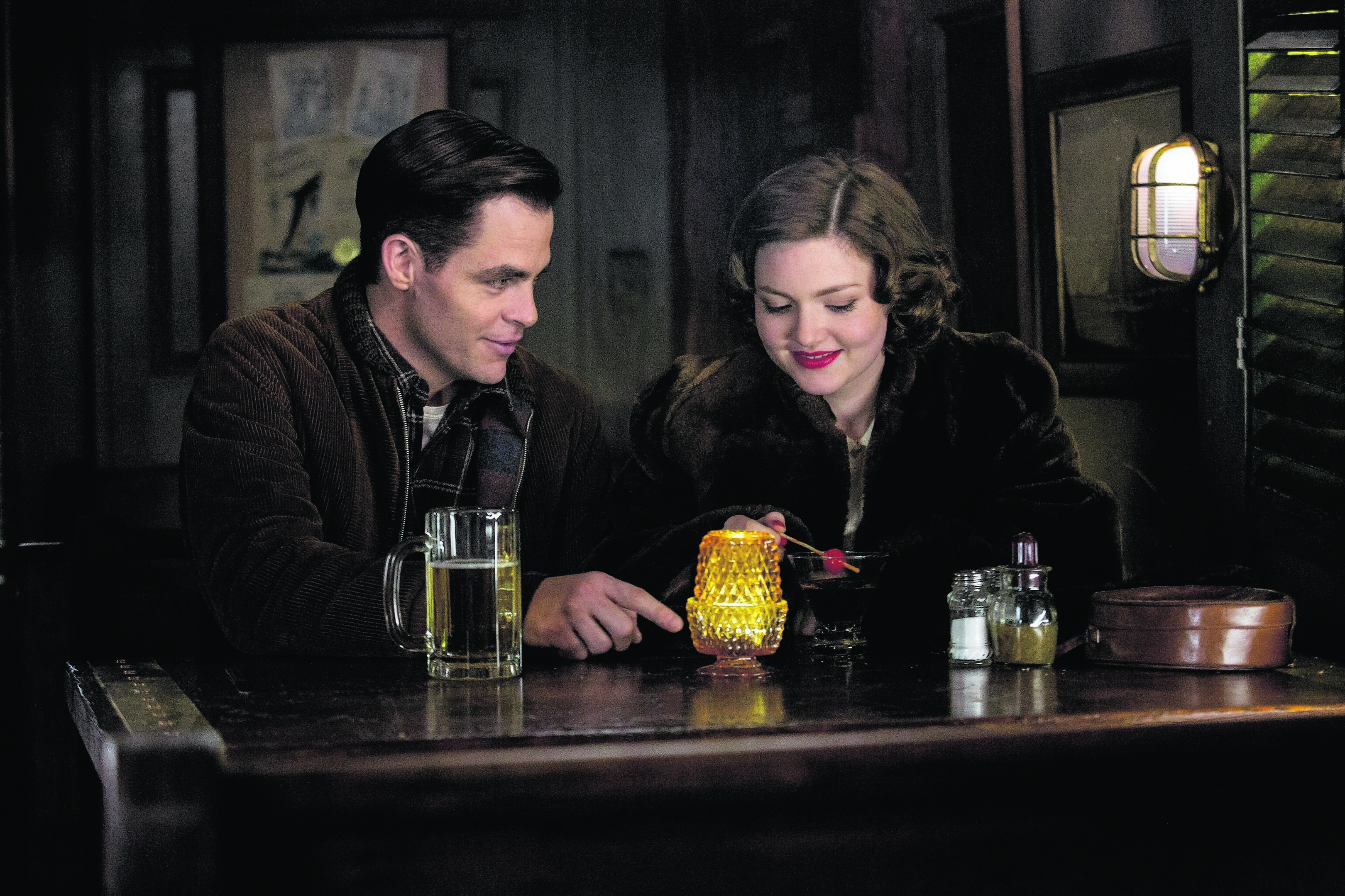 Chris Pine as Bernie Webber and Holliday Grainger as Miriam in The Finest Hours