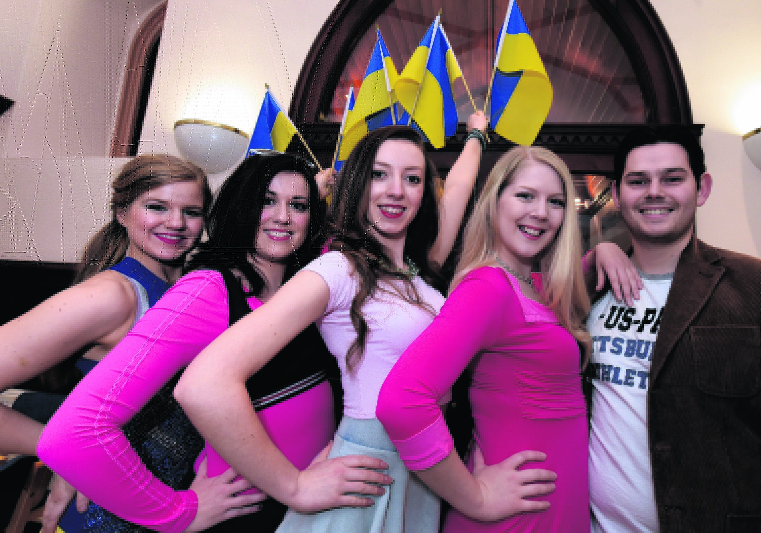 Legally Blonde cast members, from left: Aneeka Anderson, Jen Birtwistle, Colette Murray, Katie Milne and Ian Baxter. PHOTO: Jim Irvine